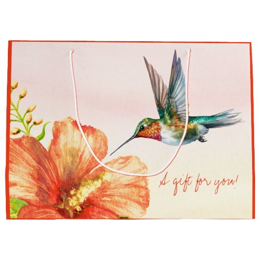 Blume Hummingvogel und Hibiskus Große Geschenktüte (Rückseite)