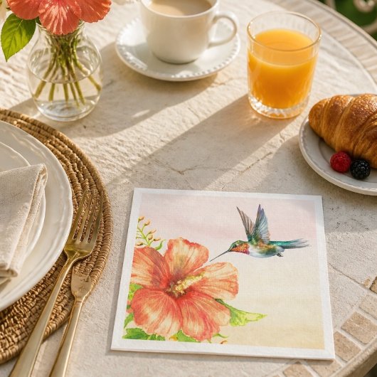 Blume Hummingvogel und Hibiskus Serviette