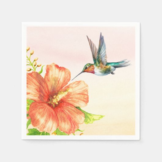 Blume Hummingvogel und Hibiskus Serviette (Vorderseite)