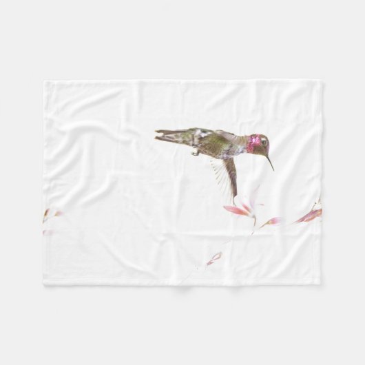 Blume Hummingvogel und Single Fleecedecke (Vorderseite (Horizontal))