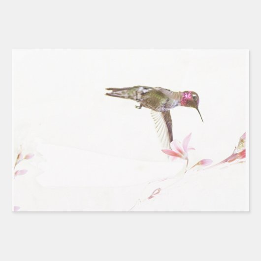 Blume Hummingvogel und Single Geschenkpapier Set (Vorderseite 3)