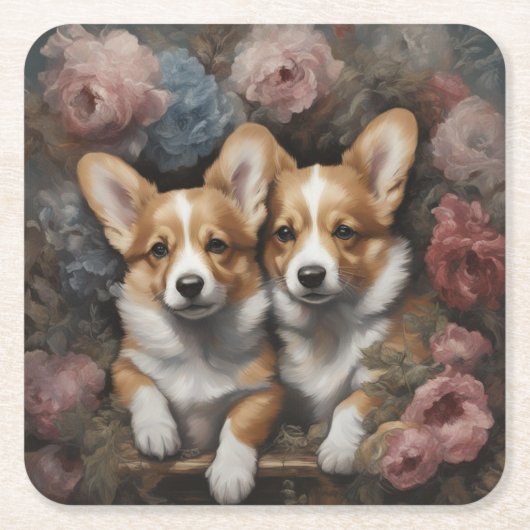 Blume Hunde Zuchtportraits 5 Rechteckiger Pappuntersetzer (Vorderseite)