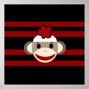 Blume-Hut aus Red und Black Sock Poster