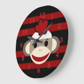 Blume-Hut aus Rot und Schwarz-Streifen Große Wanduhr (Winkel)