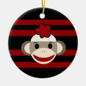 Blume-Hut aus Rot und Schwarz-Streifen Keramikornament (Vorne)