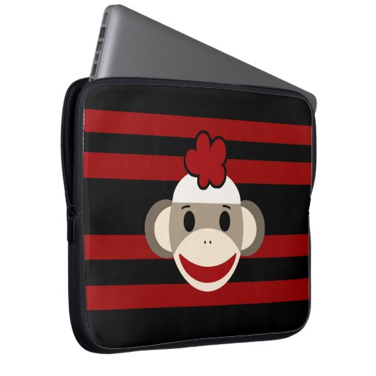 Blume-Hut aus Rot und Schwarz-Streifen Laptopschutzhülle (Vorne Rechts)