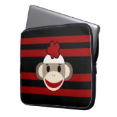 Blume-Hut aus Rot und Schwarz-Streifen Laptopschutzhülle (Vorderseite Links)