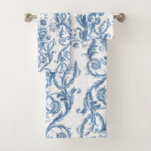 Blume Hütte Blau Weiß Elegantes Englisch Land Badhandtuch Set (Insitu)