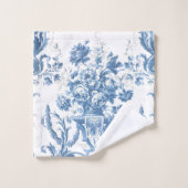 Blume Hütte Blau Weiß Elegantes Englisch Land Badhandtuch Set (Waschlappen)