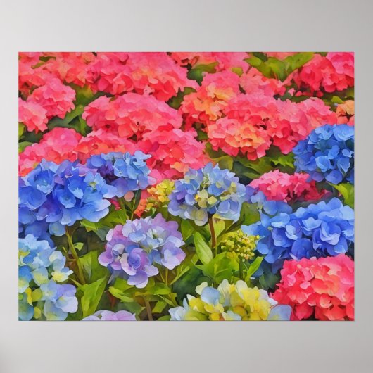 Blume Hydrangea Wasserfarben Art Poster (Vorne)