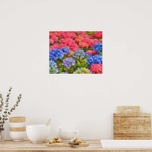 Blume Hydrangea Wasserfarben Art Poster (Küche)