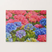 Blume Hydrangea Wasserfarben Art Puzzle (Horizontal)