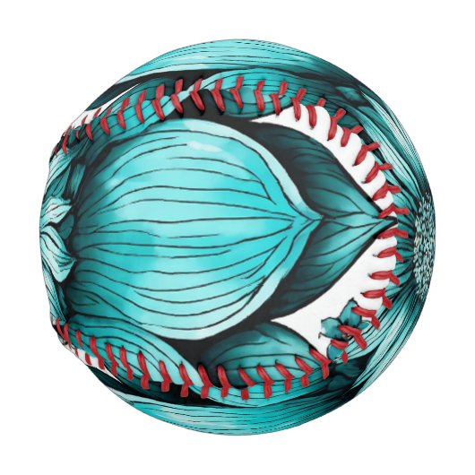 Blume Hyper realistisch Pen Illustration Print" Baseball (Rückseite Links)