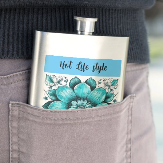 Blume Hyper realistisch Pen Illustration Print" Flachmann (Beispiel)