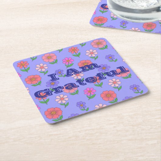 Blume Ich bin dankbar Untersetzer Set (angewinkelt)
