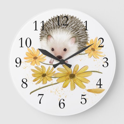 Blume Igel Wandklemme Große Wanduhr (Vorderseite)
