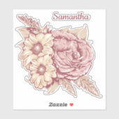 Blume Illustration individuelle Name Aufkleber (Blatt)