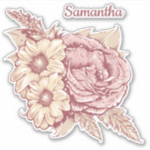 Blume Illustration individuelle Name Aufkleber (Vorderseite)