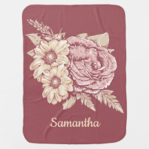 Blume Illustration individuelle Name Babydecke