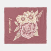 Blume Illustration individuelle Name Fleecedecke (Vorderseite (Horizontal))