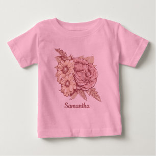 Blume Illustration individuelle Name Kleidung Baby T-shirt