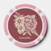 Blume Illustration individuelle Name Poker Chips (Rückseite)