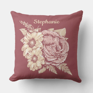 Blume Illustration individuelle Name werfen Kissen