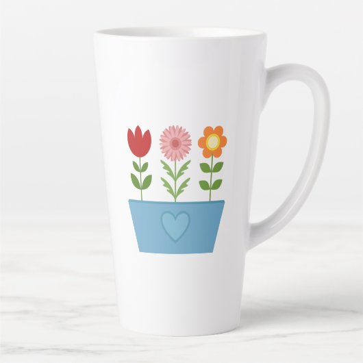 Blume-Illustrationen in einer Leinwand für das bla Milchtasse (Rechts)