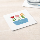 Blume-Illustrationen in einer Leinwand für das bla Rechteckiger Pappuntersetzer (angewinkelt)