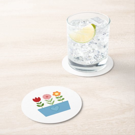 Blume-Illustrationen in einer Leinwand für das bla Runder Pappuntersetzer (Vor Ort)