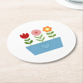 Blume-Illustrationen in einer Leinwand für das bla Runder Pappuntersetzer (Angewinkelt)