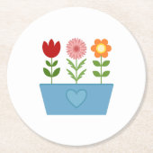 Blume-Illustrationen in einer Leinwand für das bla Runder Pappuntersetzer (Vorderseite)