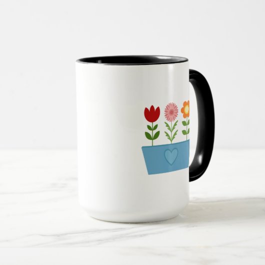 Blume-Illustrationen in einer Leinwand für das bla Tasse (VorderseiteRechts)