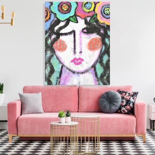 Blume im Abstrakten Portrait einer Frau Leinwanddruck (Insitu (Wohnzimmer))