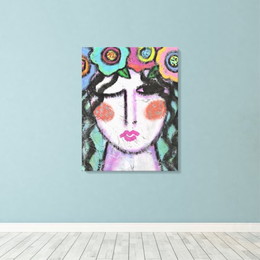 Blume im Abstrakten Portrait einer Frau Leinwanddruck (Insitu (Holzboden))