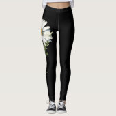 Blume im April, White Daisy auf Black Leggings (Vorderseite)