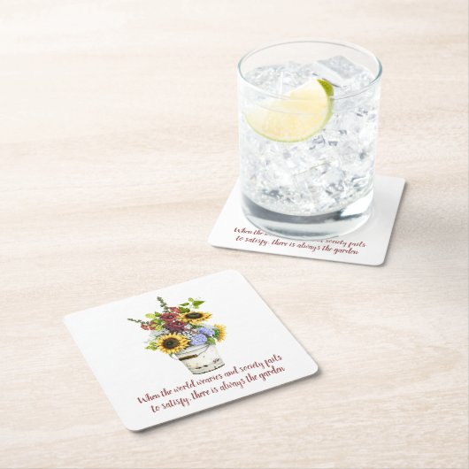 Blume im Aquagarten Zitat Rustikales Bauernhaus Rechteckiger Pappuntersetzer (Vor Ort)
