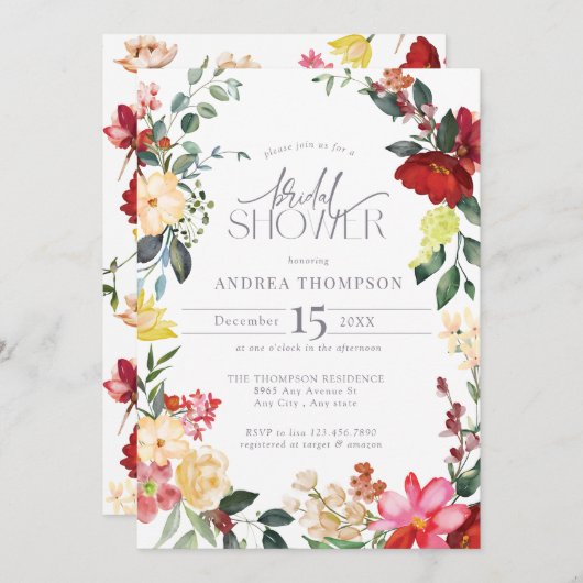 Blume im Aquapark Brautparty Einladung (Vorne/Hinten)