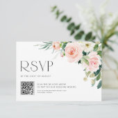Blume im Aquarellgarten mit QR-Code RSVP Karte (Stehend Vorderseite)