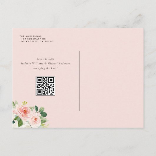 Blume im Aquarellgarten Save the Date Foto Ankündigungspostkarte (Rückseite)