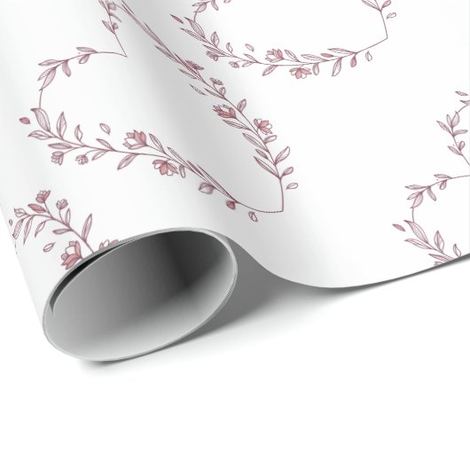 Blume im Aquarellstil Rosa Kraut Geschenkpapier (Rolleneckpunkt)