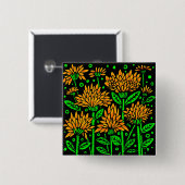 Blume im Art-Deco-Stil Button (Vorne & Hinten)