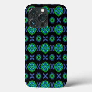 Blume im Artdeco Retrolook grün und blau Case-Mate iPhone Hülle