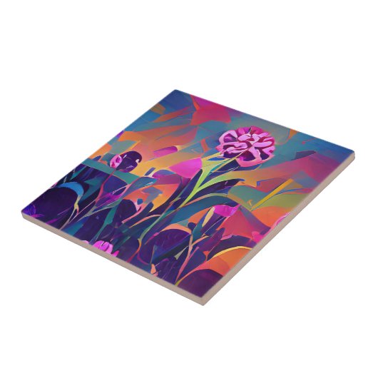 Blume im Bereich abstrakter Digitalkunst Fliese (Seite)