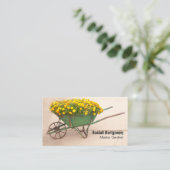 Blume im Beruf Vintager Schubkarren Visitenkarte (Stehend Vorderseite)