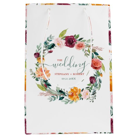 Blume im Englischen Garten - Gewohnter Hochzeitste Mittlere Geschenktüte (Vorderseite)