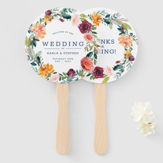 Blume im englischen Garten verrichten Hochzeitsdes Fächer (Vorne und Hinten)