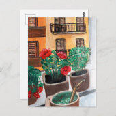 Blume im Fenster | Sizilien, Italien Postkarte (Vorne/Hinten)