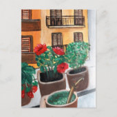 Blume im Fenster | Sizilien, Italien Postkarte (Vorderseite)