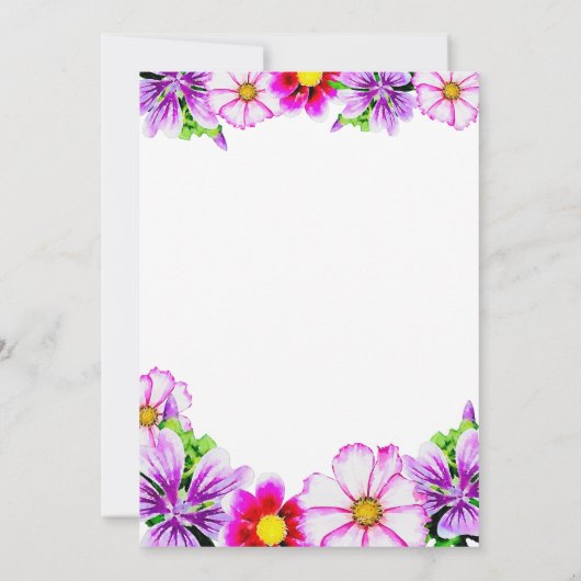 Blume im Frühling Wasserfarbe Brautparty Einladung (Rückseite)